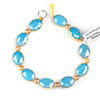 Crystal 12x16mm Opaque Turquoise Blue Faceted Oval Beads with Golden Foil Edges - 8 inch strand