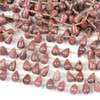 Rhodonite 8x12mm Top Drilled Briolette/Teardrop Beads - 15 inch strand