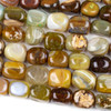 Dyed Agate 12x15mm Yellow and Brown Drum/Nugget Beads - 16 inch knotted strand