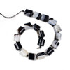 Black and White Agate 18x18mm Tube Beads - 16 inch knotted strand