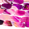 Dyed Agate 21x43mm Hot Pink Free Form Beads - 14 inch strand