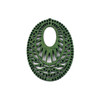 Aspen Wood Laser Cut 51x69mm Green Intricate Oval Pendant - 1 per bag