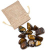 Cherry Tree Beads 12 Tumbled Yellow Tigereye Gemstones in Jute Bag 