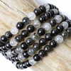 Cherry Tree Beads Black Rutilated Quartz 6mm Round Beads - 15 inch strand 