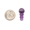 Natural gemstone beads in matte amethyst, featuring a 10mm guru bead with a 7x10mm tower, shown next to a dime for size reference, available as a 1-set per bag.
