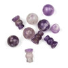 Natural gemstone beads in matte amethyst, including 10mm guru beads and 7x10mm tower components, available as a 1-set per bag.