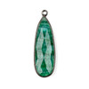 Emerald approximately 11x35mm Faceted Long Teardrop Drop with a Gun Metal Plated Brass Bezel - 1 per bag