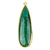 Cherry Tree Beads Emerald approximately 15x48mm Long Teardrop Drop with a Gold Plated Brass Bezel - 1 per bag 