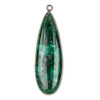 Emerald approximately 15x48mm Long Teardrop Drop with a Gun Metal Plated Brass Bezel - 1 per bag