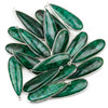 Emerald approximately 15x48mm Long Teardrop Drop with a Silver Plated Brass Bezel - 1 per bag