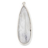 Moonstone approximately 15x48mm Long Teardrop Drop with a Silver Plated Brass Bezel - 1 per bag