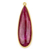 Cherry Tree Beads Ruby approximately 15x48mm Long Teardrop Drop with a Gold Plated Brass Bezel - 1 per bag 
