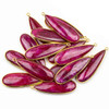 Cherry Tree Beads Ruby approximately 15x48mm Long Teardrop Drop with a Gold Plated Brass Bezel - 1 per bag 