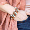 Cherry Tree Beads Peach Moonstone and Amazonite Elastic Stacking Bracelet Kit - bkit-024 