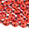 Handmade Lampwork Glass 16mm Red Coin Beads with Black Dots