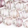 Handmade Lampwork Glass 20mm Coin Beads with Lavender and White Swirls