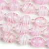 Handmade Lampwork Glass 14mm Pink Swirled Round Beads alternating with 13x18mm Egg Beads