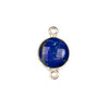 Lapis 10x16mm Faceted Coin Link with a Silver Plated Brass Bezel - 1 per bag