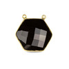 Cherry Tree Beads Onyx 29mm Faceted Hexagon Pendant Drop with a Gold Plated Brass Bezel and 2 Loops - 1 per bag 