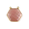 Peach Moonstone 29mm Faceted Hexagon Pendant Drop with a Gold Plated Brass Bezel and 2 Loops - 1 per bag