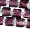 Cherry Tree Beads Handmade Lampwork Glass 15mm Amethyst Purple Square Beads with a Silver Foil Center 