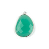 Aqua Chalcedony 22x30mm Faceted Free Form Drop with a Silver Plated Brass Bezel and Loop - 1 per bag