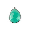 Cherry Tree Beads Aqua Chalcedony 22x30mm Faceted Free Form Drop with a Gun Metal Plated Brass Bezel and Loop - 1 per bag 
