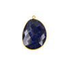 Lapis 22x30mm Faceted Free Form Drop with a Gold Plated Brass Bezel and Loop - 1 per bag