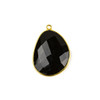 Cherry Tree Beads Onyx 22x30mm Faceted Free Form Drop with a Gold Plated Brass Bezel and Loop - 1 per bag 