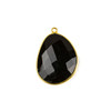 Onyx 22x30mm Faceted Free Form Drop with a Gold Plated Brass Bezel and Loop - 1 per bag