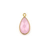 Pink Chalcedony approximately 9x18mm Teardrop Drop with a Gold Plated Brass Bezel - 1 per bag