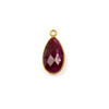 Ruby approximately 9x18mm Teardrop Drop with a Gold Plated Brass Bezel - 1 per bag