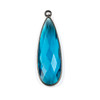 London Blue Quartz approximately 11x34mm Faceted Long Teardrop Drop with a Gun Metal Plated Brass Bezel