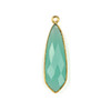 Aqua Chalcedony approximately 10x32mm Slightly Pointed Teardrop Drop with a Gold Plated Brass Bezel - 1 per bag