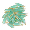Aqua Chalcedony approximately 10x32mm Slightly Pointed Teardrop Drop with a Gold Plated Brass Bezel - 1 per bag