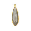 Grey Moonstone approximately 10x32mm Slightly Pointed Teardrop Drop with a Silver Plated Brass Bezel - 1 per bag