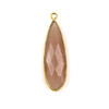 Peach Moonstone approximately 10x32mm Pointed Teardrop Drop with a Gold Plated Brass Bezel - 1 per bag
