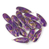 Purple Copper Turquoise approximately 11x34mm Long Teardrop Drop with a Silver Plated Brass Bezel - 1 per bag