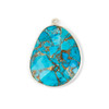 Copper Turquoise 22x30mm Faceted Free Form Drop with a Silver Plated Brass Bezel and Loop - 1 per bag