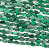 Malachite 5x8mm Irregular Square Tube Beads - 16 inch knotted strand