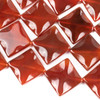 Carnelian 35mm Diagonally Drilled Wavy Square Beads - 16 inch strand