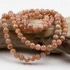Cherry Tree Beads Peach Moonstone 8mm Mala Round Beads - 115 beads per strand 