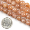 Cherry Tree Beads Peach Moonstone 8mm Mala Round Beads - 115 beads per strand 