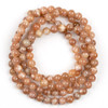 Cherry Tree Beads Peach Moonstone 8mm Mala Round Beads - 115 beads per strand 