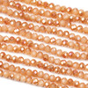 Crystal 3x4mm Opaque Amber Kissed Peach Fuzz Rondelle Beads with an AB finish - Approx. 15.5 inch strand