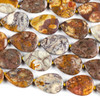 Birds Eye Rhyolite 18x25mm Teardrop Beads - 16 inch knotted strand