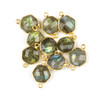 Labradorite 12x17mm Faceted Hexagon Link with a Gold Plated Brass Bezel and Loops - 1 per bag