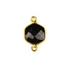 Onyx 12x17mm Faceted Hexagon Link with a Gold Plated Brass Bezel and Loops - 1 per bag