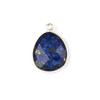 Lapis 14x19mm Faceted Free Form Drop with a Silver Plated Brass Bezel and Loop - 1 per bag