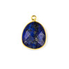 Lapis 14x19mm Faceted Free Form Drop with a Gold Plated Brass Bezel and Loop - 1 per bag